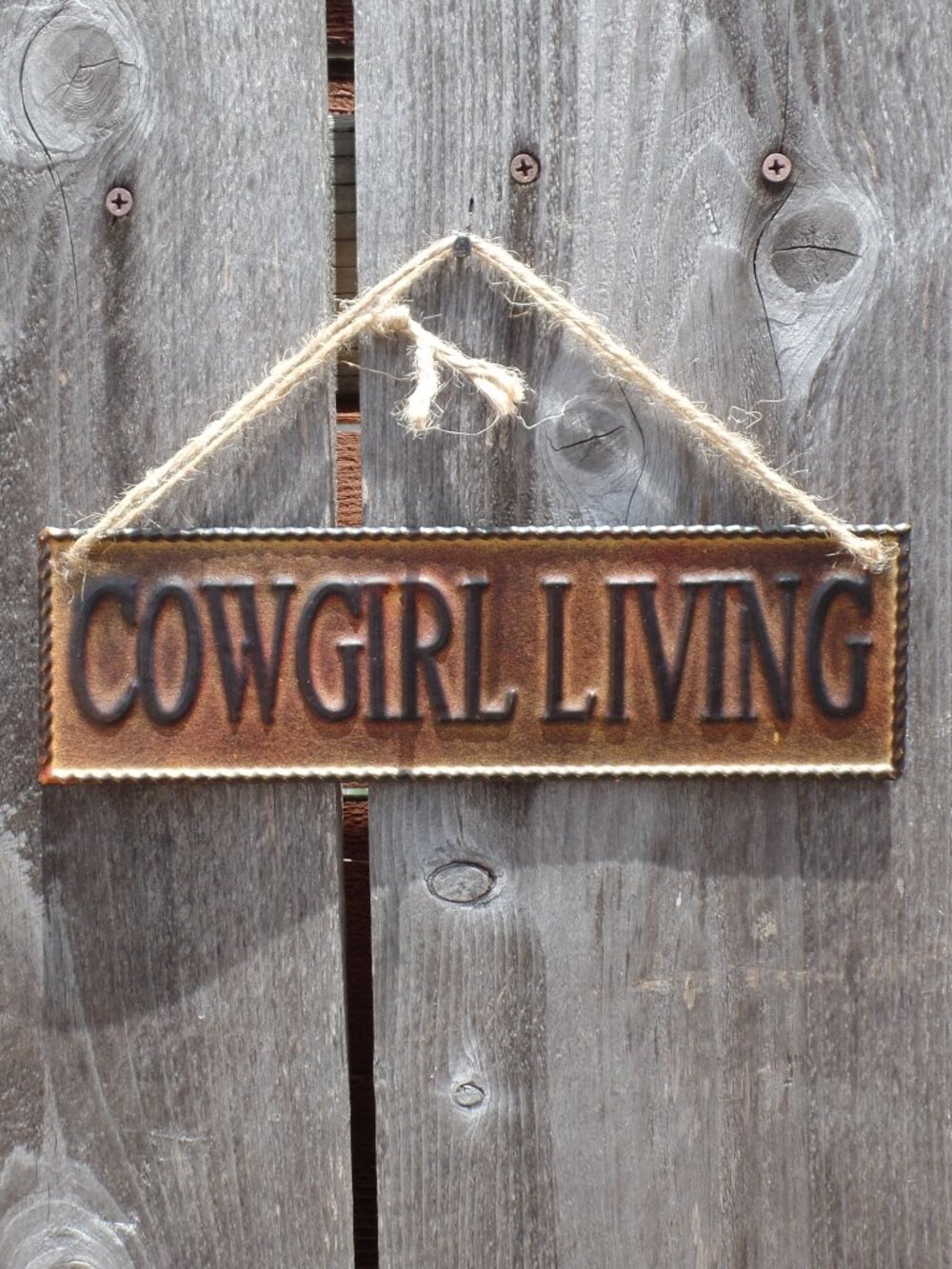 'Cowgirl Living' Metal Sign